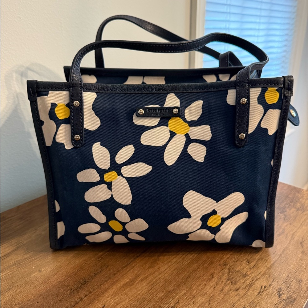 Kate Spade Navy and Yellow Floral Tote